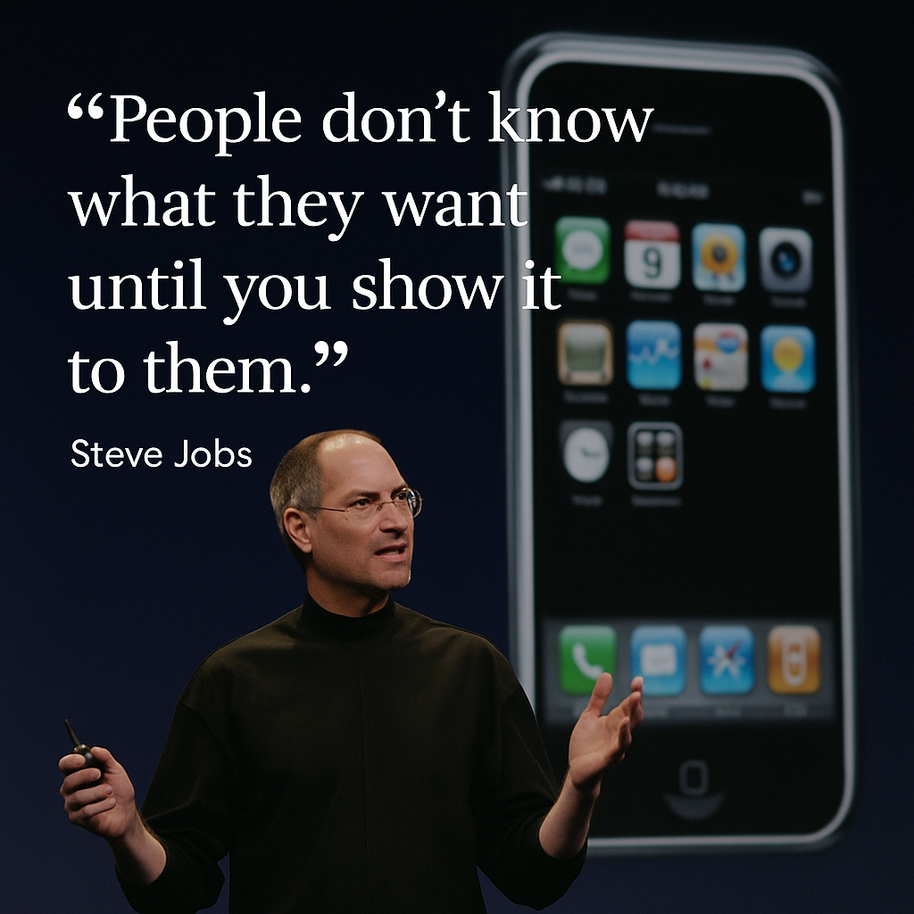 Comparativa visual entre Steve Jobs y Tim Cook presentando Keynotes de Apple. A la izquierda, Jobs en blanco y negro con el texto “La magia en directo”; a la derecha, Cook en color con el texto “La perfección sin riesgo”.